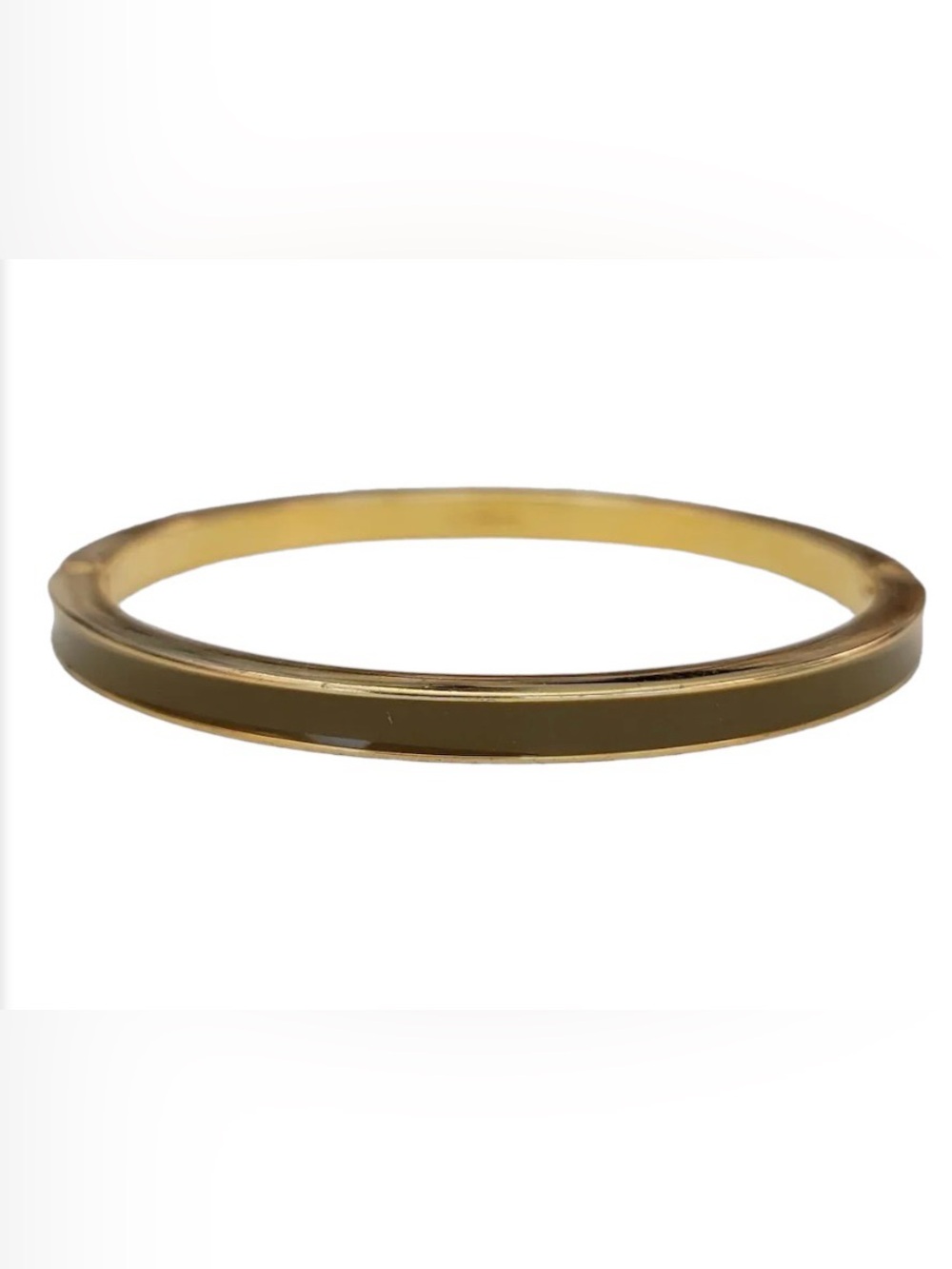 J. Crew Olive Green Enamel and Gold-Tone Hinge Bangle Bracelet NWT